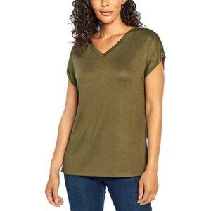 Orvis Knit Shirt Tunic T Shirt Top V Neck High Low Womens Green Size X Small